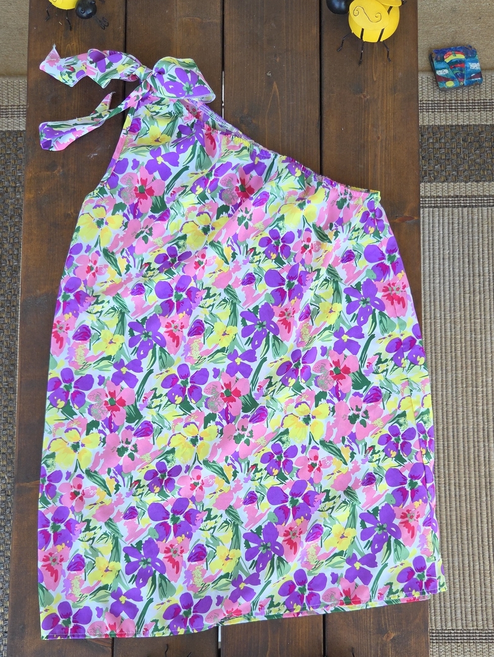 Kids Floral One-Shoulder Dress - Pink & Purple